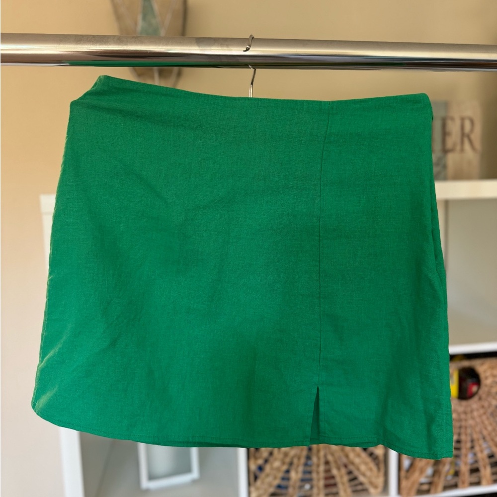 A New Day Green A-Line Mini Skirt with Slit